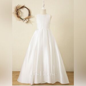 Flower Girl Dress Ball-Gown/Princess Scoop Sweep Train Lace/Satin/Tulle
